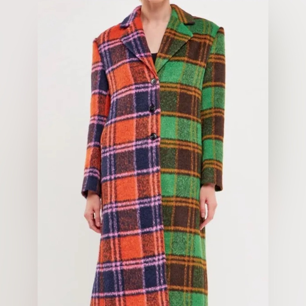 English factory Multi Plaid Coat
